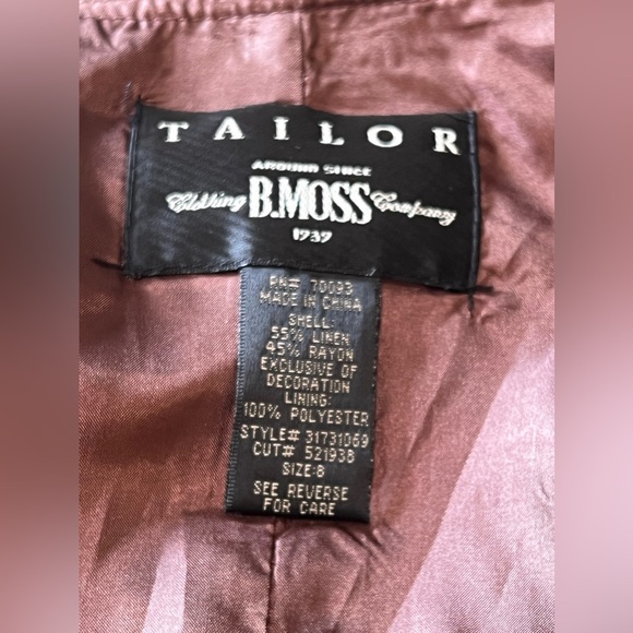 Vintage B.Moss Brown Linen Embroidered Fringe Skirt Size 8 - Picture 11 of 15